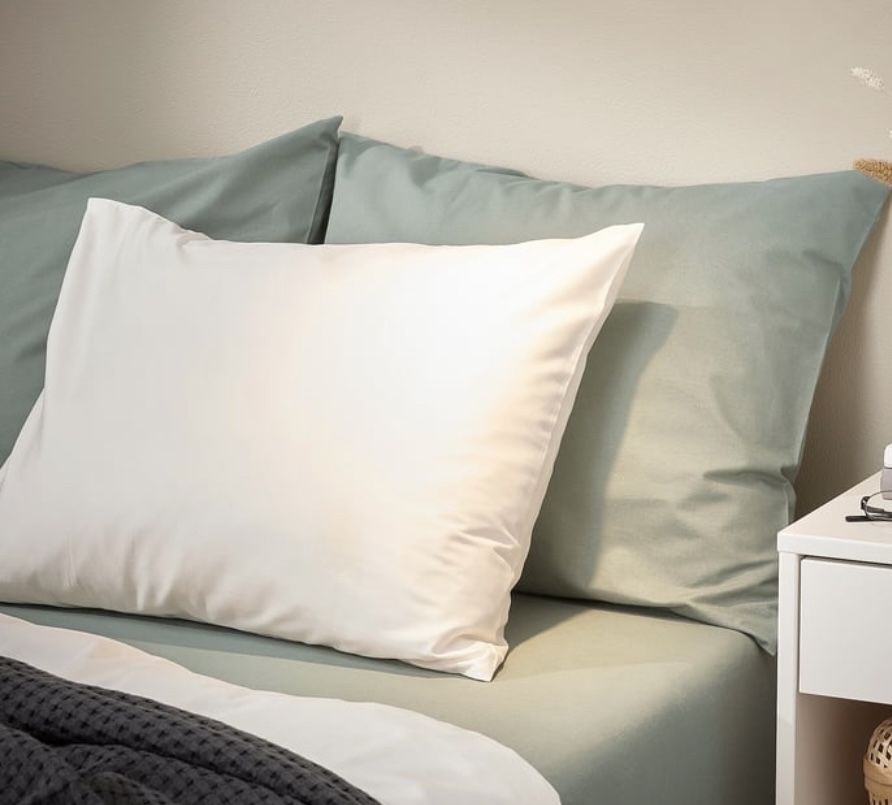 Ikea Dvala prześcieradło na gumce bawel 140x200 zielono szare jak nowe