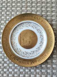 Prato de porcelana Gloria Bayreuth Bavaria - ouro de 22 quilates
