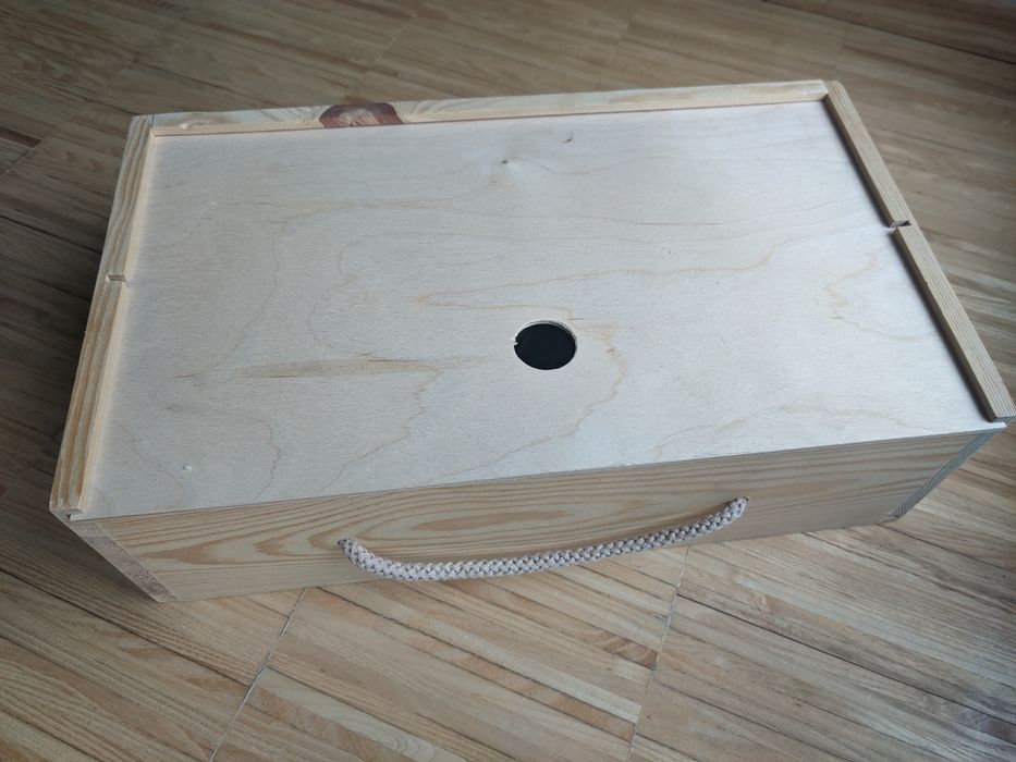 Drewniana skrzynka na 2szt wina rączka JAK NOWA!