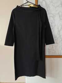 Czarna sukienka COS bawełna 36 elegancka klasyczna z wiązaniem kokardą