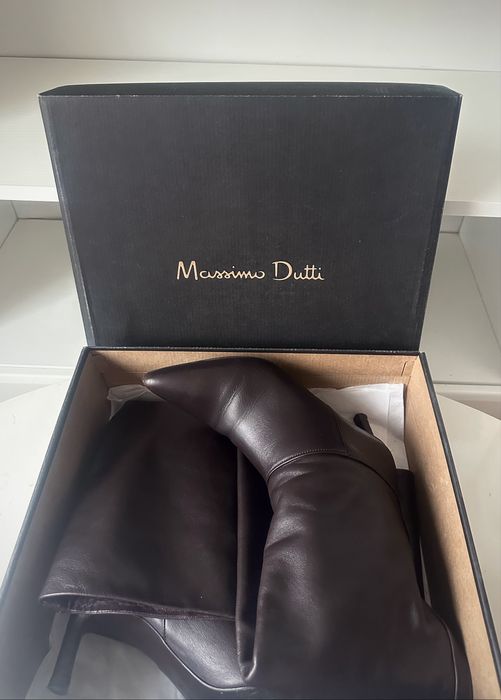 Kozaki massimo dutti skorzane czekoladowe brazowe