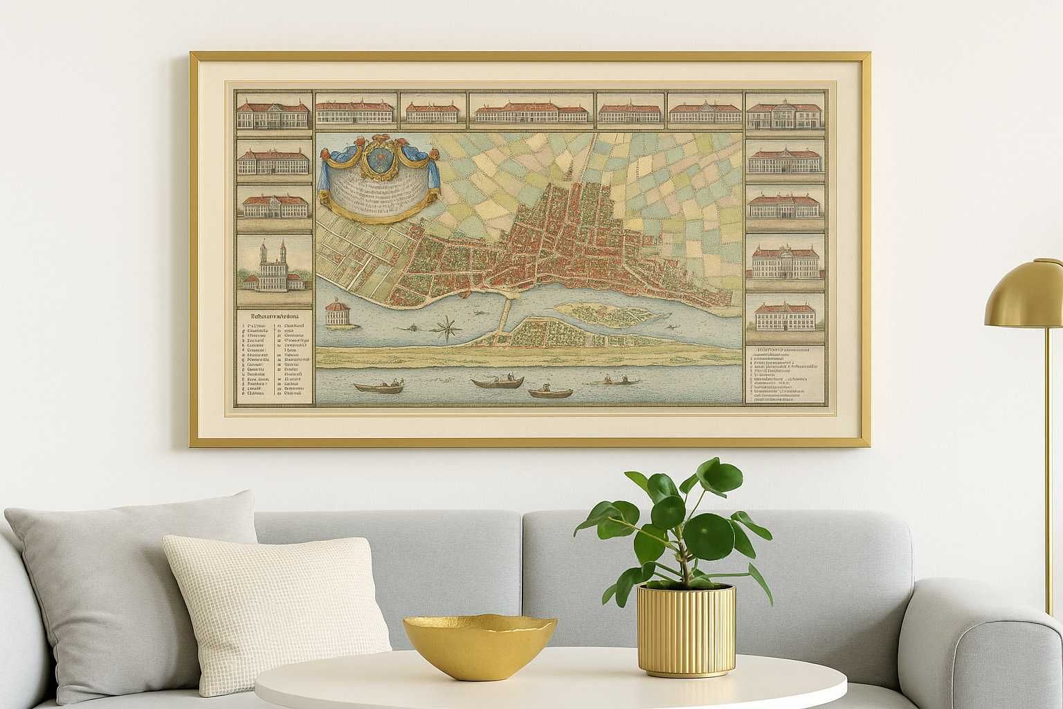 Stara przepiękna Mapa Plan Warszawy - Zannoni - 1772 - 140x100