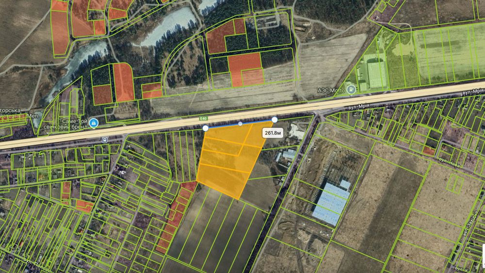 Фасадна ділянка  5 гектарів,  житомирська траса 20 км до Києва