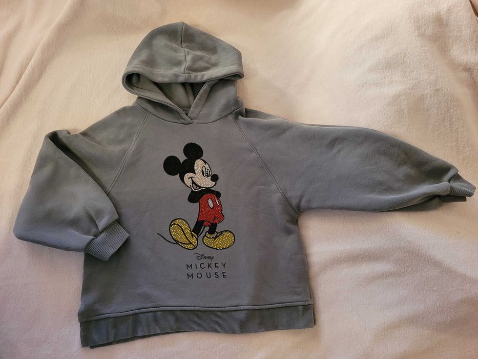 Bluza ZARA z kapturem szara Mickey r. 134