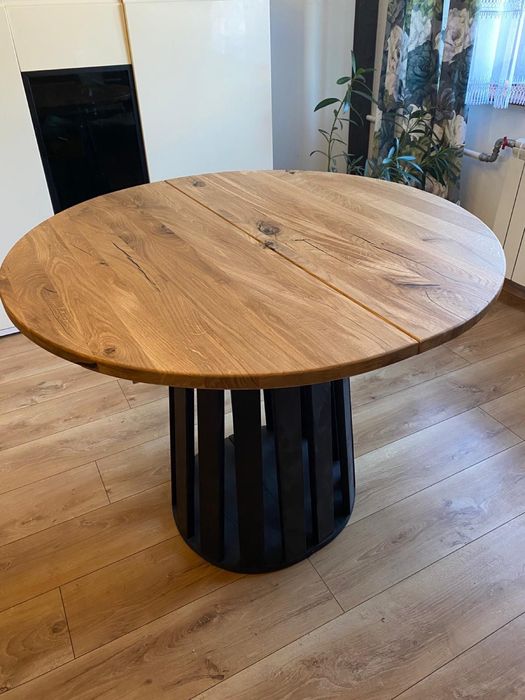 Stół drewniany dębowy – fi 100 – rozkładany