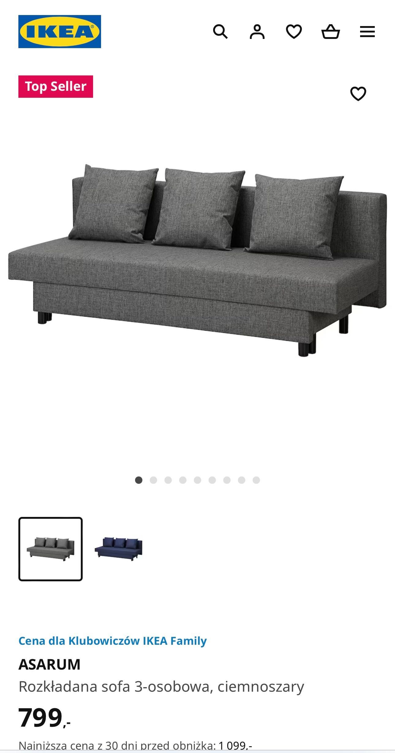 sofę IKEA Asarum