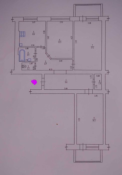 Поділ 3 кімнатна квартира з ремонтом меблями та побутовою технікою.