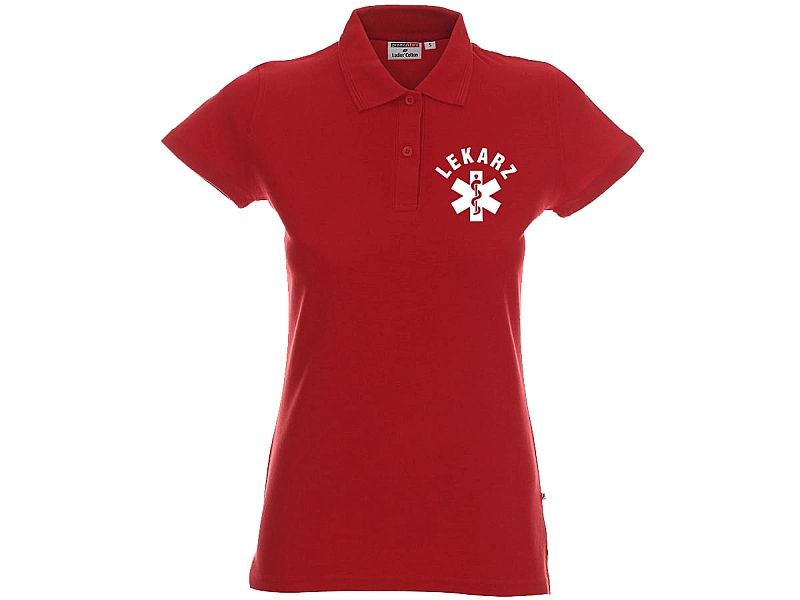 Koszulka Polo damska Lekarz czerwona (m)