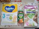 Mleko Bebiko 3 plus kaszka Bobovita i obiadek