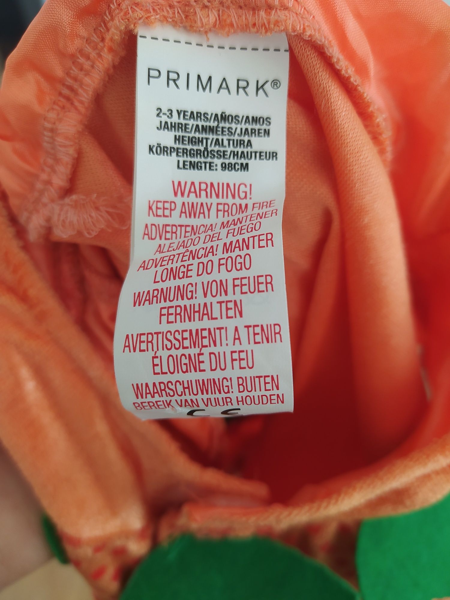 Strój dyni na halloween pomarańczowy PRIMARK 2-3 lata