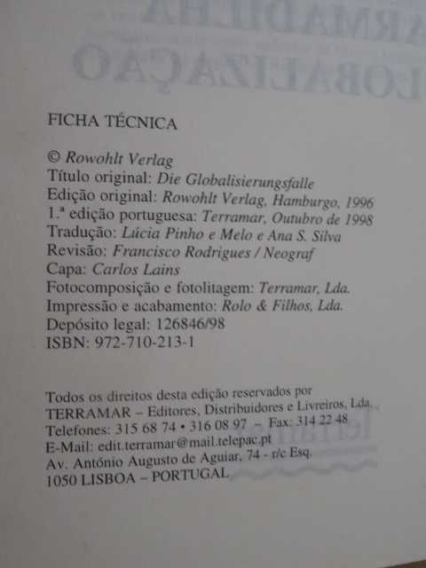 A Armadilha da Globalização de Harald Schumann e Hans Martin - 1ª Edi.