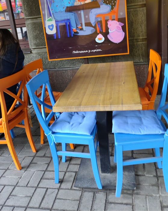 Стол с цельного дерева уличный стулья