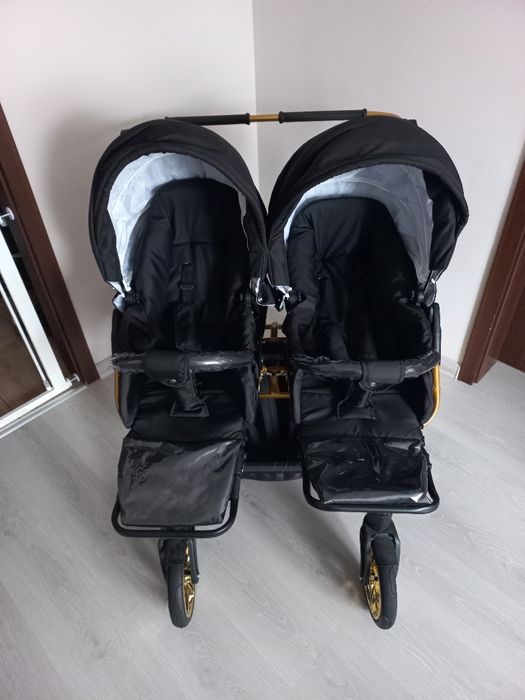 Wózek bliźniaczy 3w1 Duet Lux Gold , foteliki isofix 
dwa f