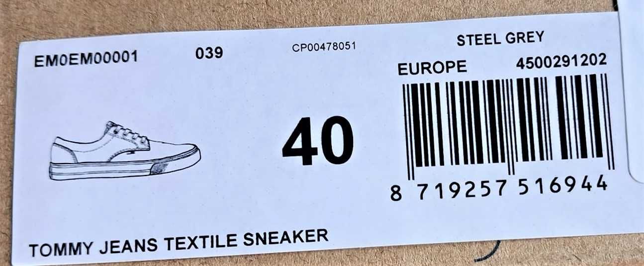 Tommy Hilfiger nowe sneakersy w kolorze szarym r. 40 unisex