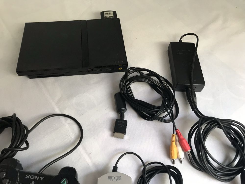 Ps2 Slim + Comando + eye toy + cartao memoria 64Gb impecavel