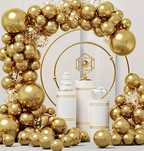 Kit de Arco Balões Latex Cromado Dourado 134 Peças