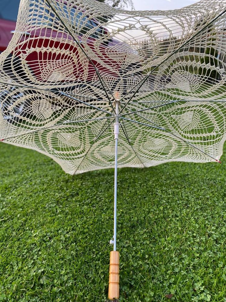 Parasol w stylu vintage koronka ślubna