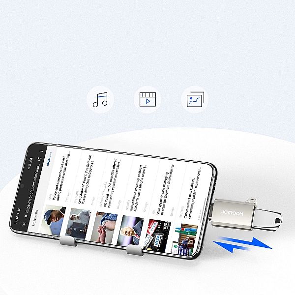 Adapter Joyroom S-H151 USB-C (męski) / USB-A (żeński) z oczkiem na smy