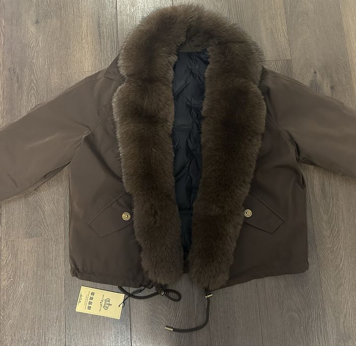 Парка куртка зимова осіня коричнева шоколодного кольору розмір М, Л