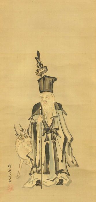 Obraz Kakemono Tryptyk Kanō Tan'yū Oryginał z 17 wieku.