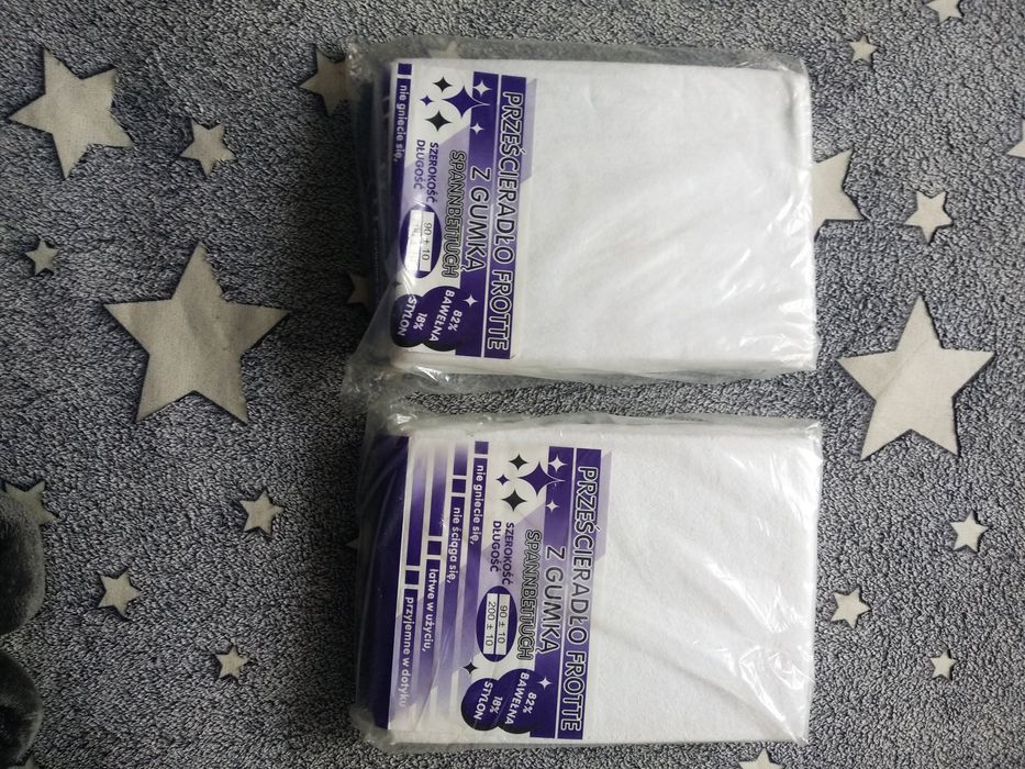 Prześcieradła frotte z gumką 2 szt 90x200 NOWE