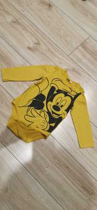 Żółte body na długi rękaw z Myszką Mickey, Disney, rozmiar 86