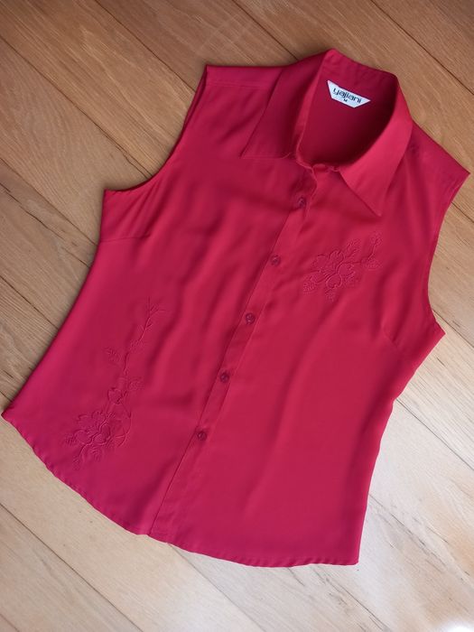 Blusa de seda com bordados, tamanho S/M