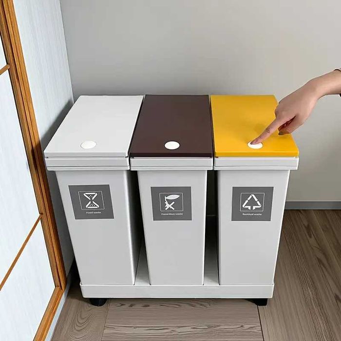 Caixote Separador Lixo Reciclagem Lixeira com Rodas - NOVO