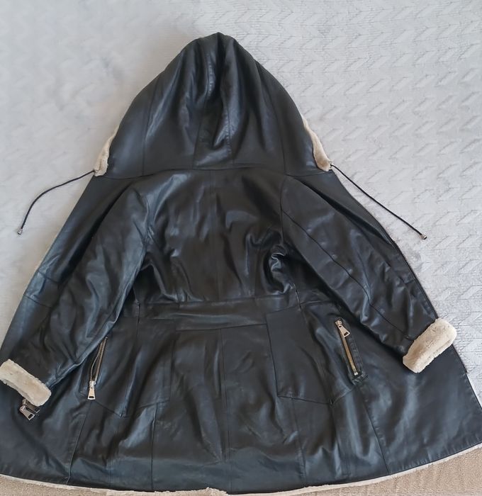 Зимняя куртка для женщин из натуральной кожи, размер XL