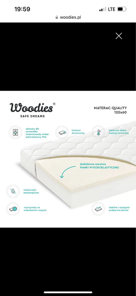 Łóżeczko Woodies Country Cot 120x60