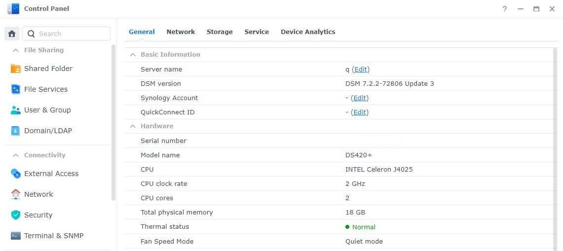 Synology DS420+ 18GB RAM (Dual Core Intel CPU, Docker)