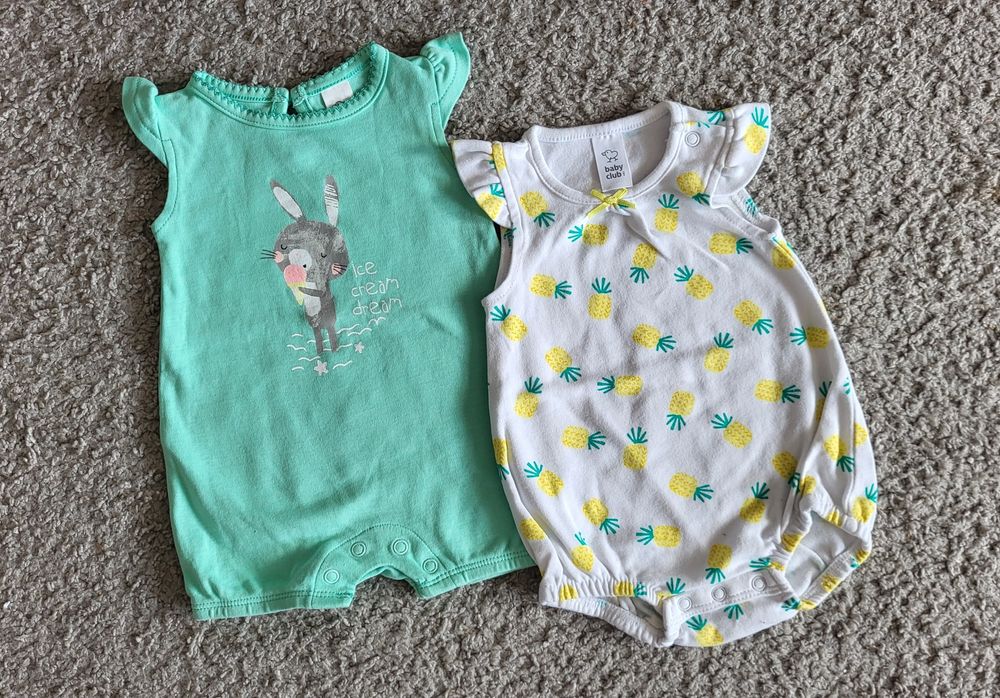 62 Zestaw 2 rampersów baby club c&a body rampers dla dziewczynki