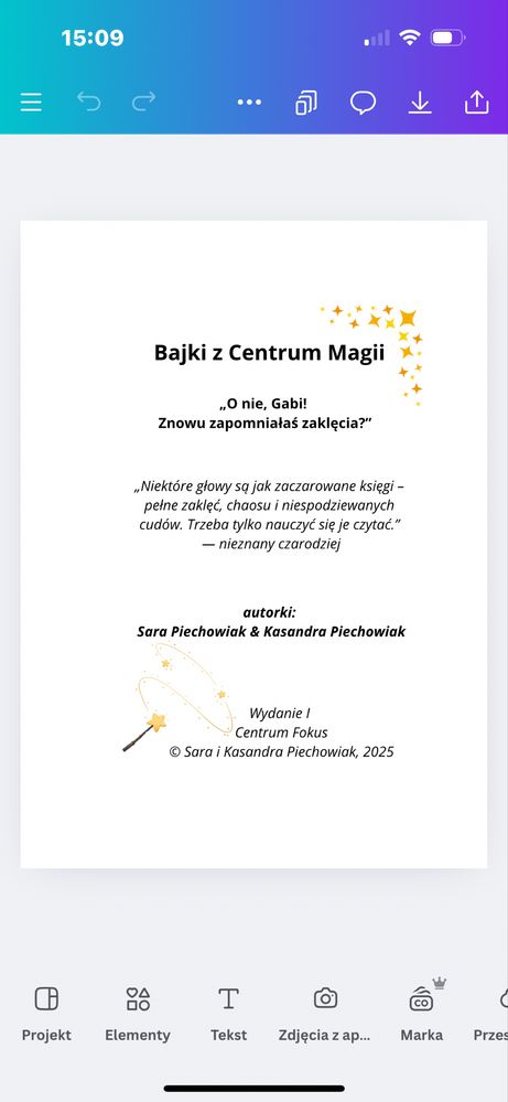 Książka dla dzieci „O nie Gabi! Znowu zapomniałaś zaklęcia.”