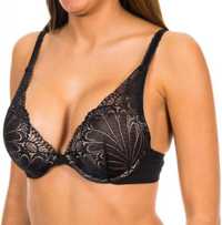 WONDERBRA czarny push up NOWY koronkowy cielisty biustonosz 36F / 80G