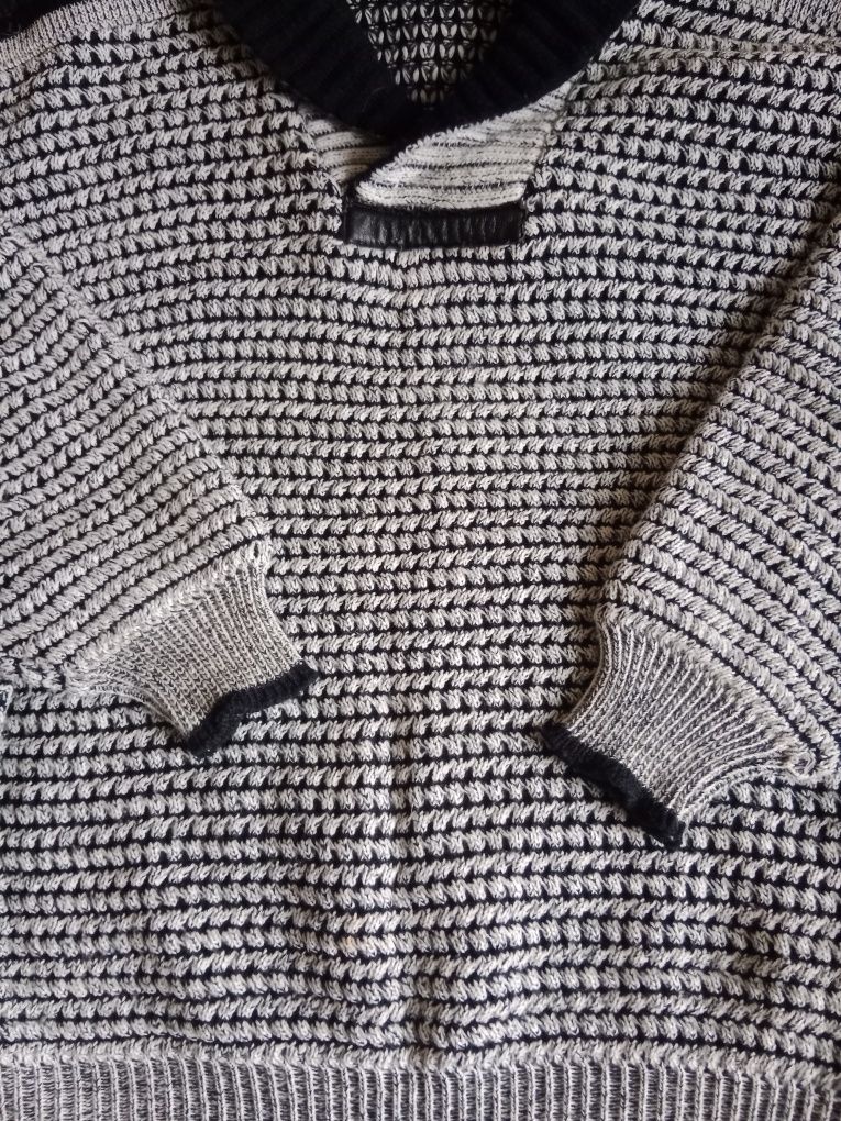 Męski sweter zimowy szary L