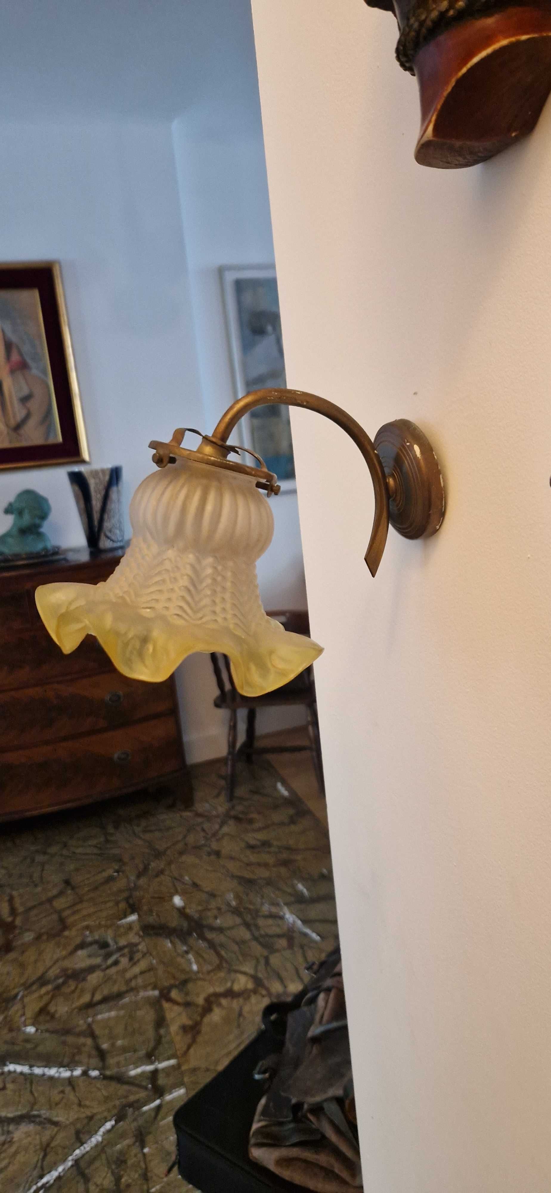 Antyk kinkiet mosiadz secesja klosz art deco unikat lampa design boho