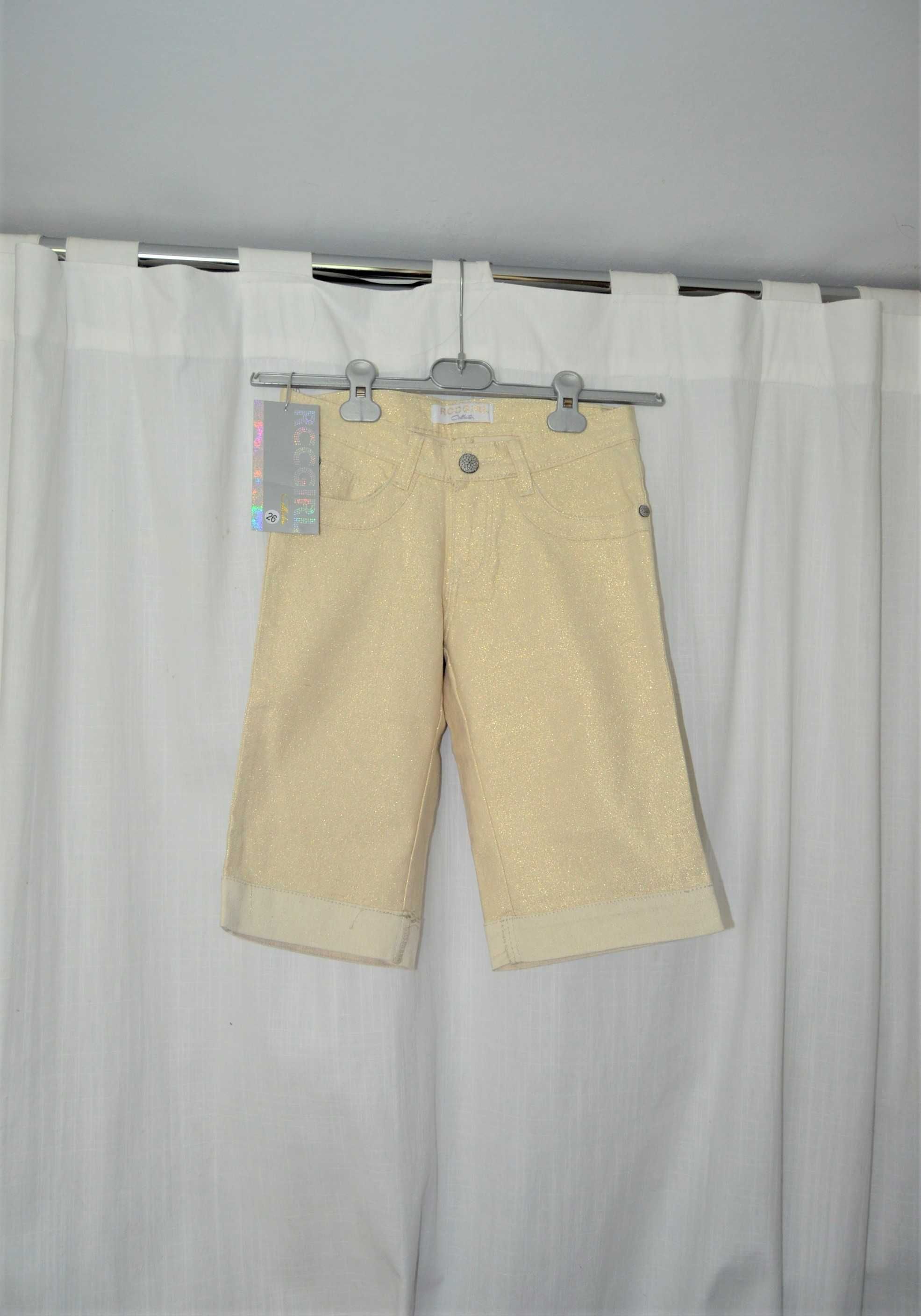 beżowe bermudy spodenki szorty jeans złote kremowe nude 34 xs dżinsowe