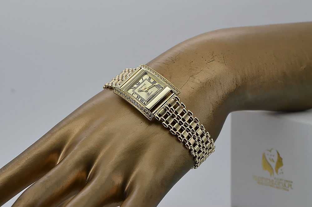 Złoty zegarek z bransoletą damski 14k 585 Geneve lw035y&lwb001y W