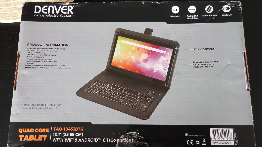 Tablet Denver com teclado Bluetooth