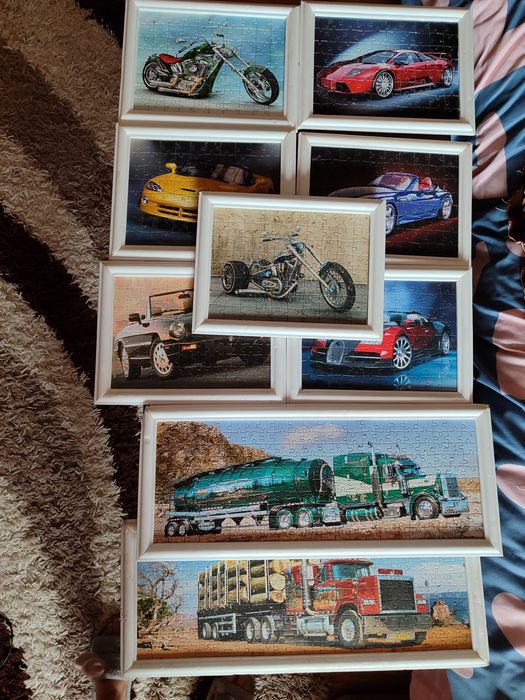 Пазли у вигляді картин машини легкові, мотоцикл і вантажівки 7 штук 24