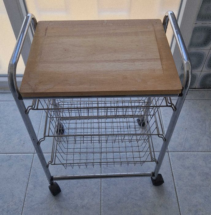 Carrinho de suporte doméstico com rodas, 3 gavetas