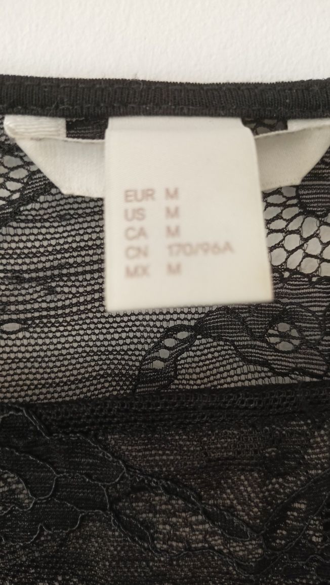 Czarna bluzka HM koronka M