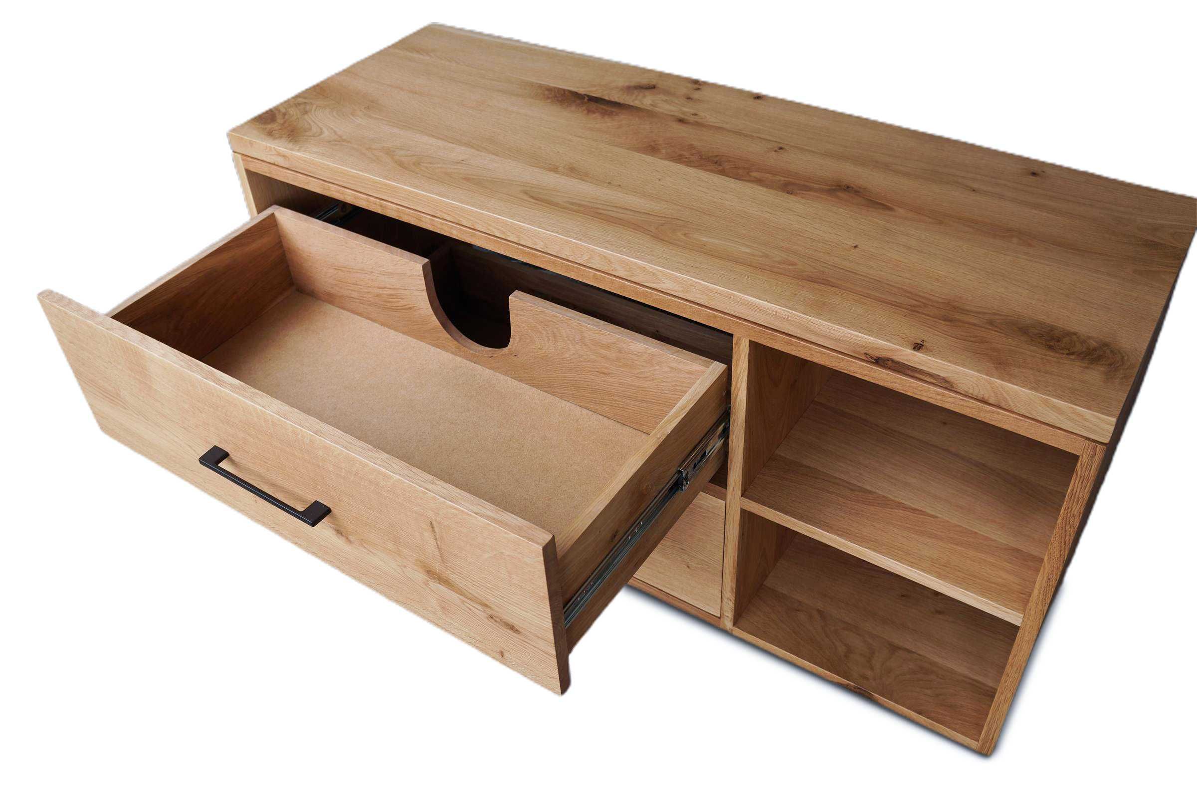 Drewniana szafka pod umywalkę szuflady dąb 120 cm wisząca