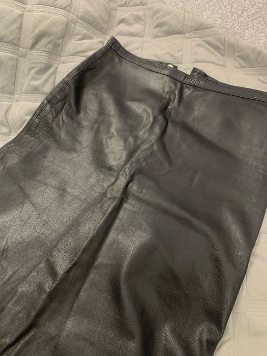 Чорна шкіряна спідниця-олівець | Натуральна шкіра