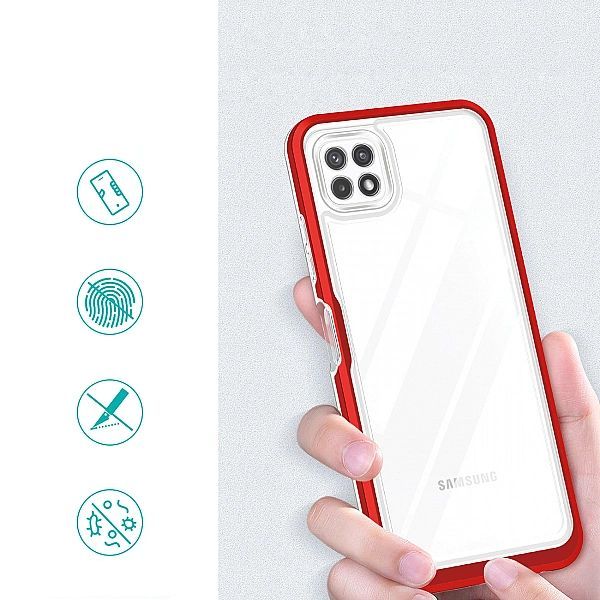 Clear 3in1 etui do Samsung Galaxy A22/5g żelowy pokrowiec z ramką czer