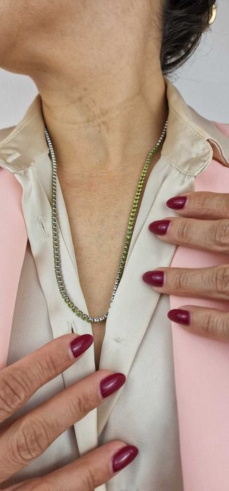 Colar Luxuoso Riviera Prata com Zirconias Verdes