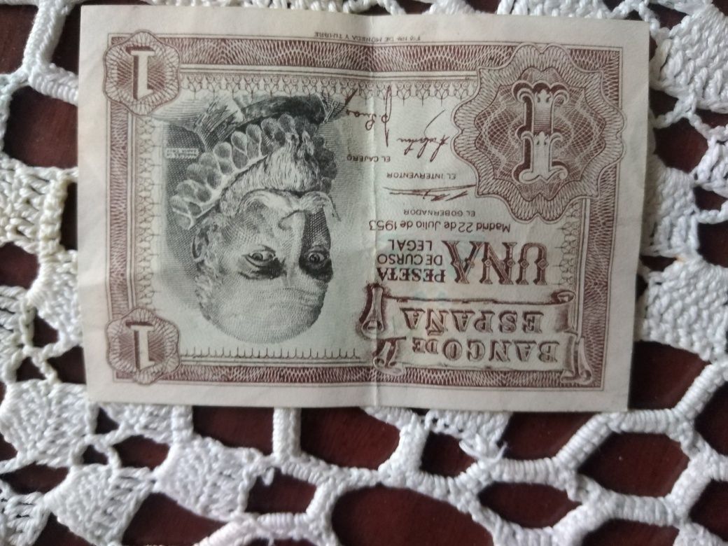 Nota de una peseta 22 de júlio de 1953 como nova 10€