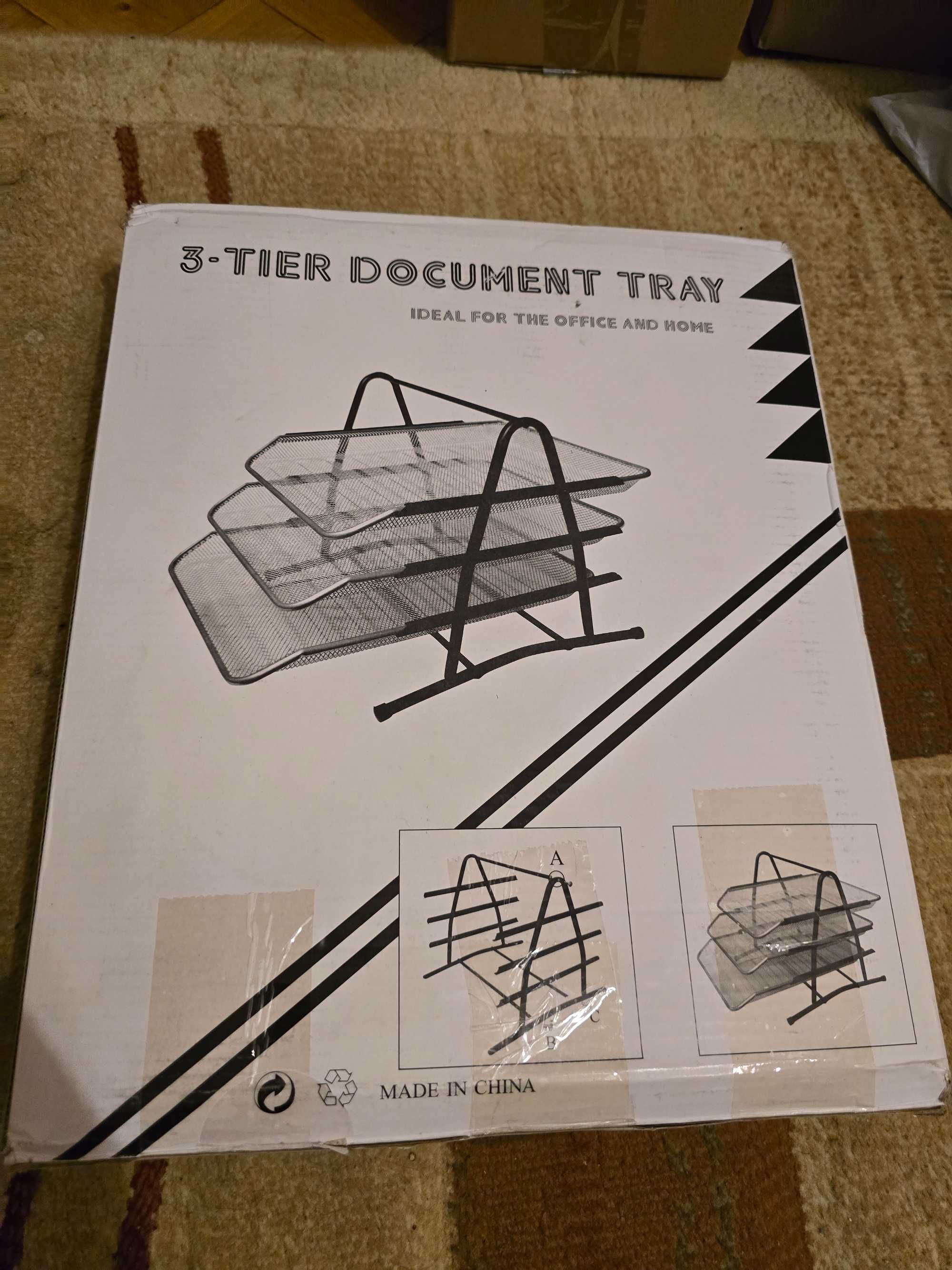 metalowy organizer na biurko dokumenty 3 szuflady