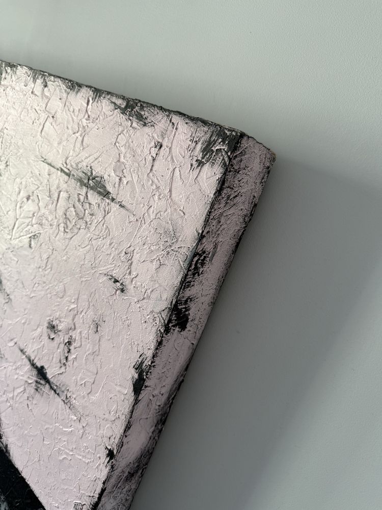 Obraz nowoczesny – 100x100 cm – faktura 3D, róż/czerń/srebro