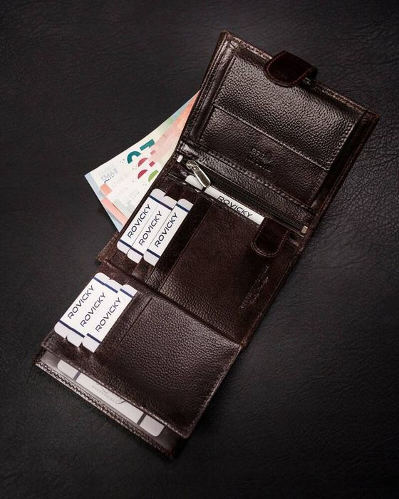 duży portfel męski ze skóry naturalnej w orientacji pionowej - rovicky